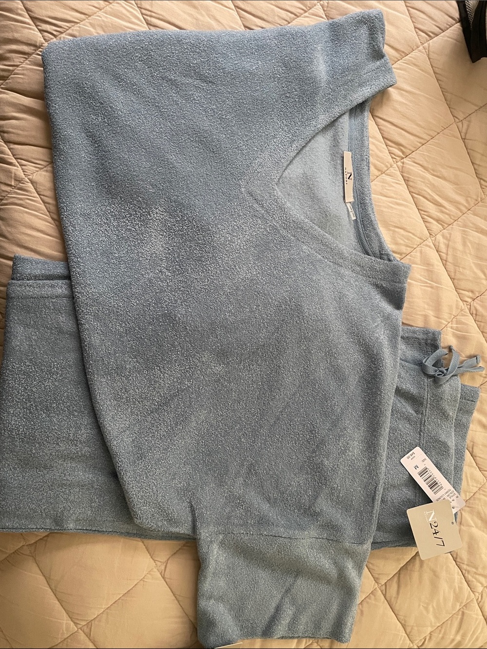 Natori Light Blue Plush Terry Joggers Set